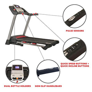 Sunny Health & Fitness Folding Treadmill for Home Exercise with 265 LB Capacity, Device Holder, Bluetooth Speakers and USB Charging - SF-T7917