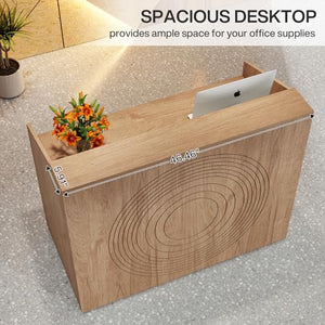 Tribesigns Modern Reception Desk with Counter, 47 inch Oak - Ideal for Checkout, Lobby, Beauty Salon