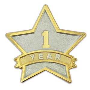 PinMart 1 Year Service Award Star Corporate Recognition Dual Plated Lapel Pin