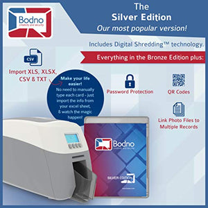Magicard 600 Single Sided ID Card Printer & Complete Supplies Package with Bodno ID Software - Silver Edition
