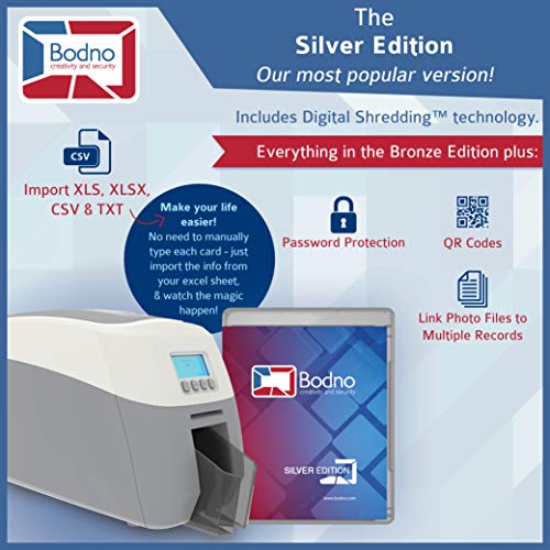 Magicard 600 Dual Sided ID Card Printer & Complete Supplies Package with Bodno ID Software - Silver Edition