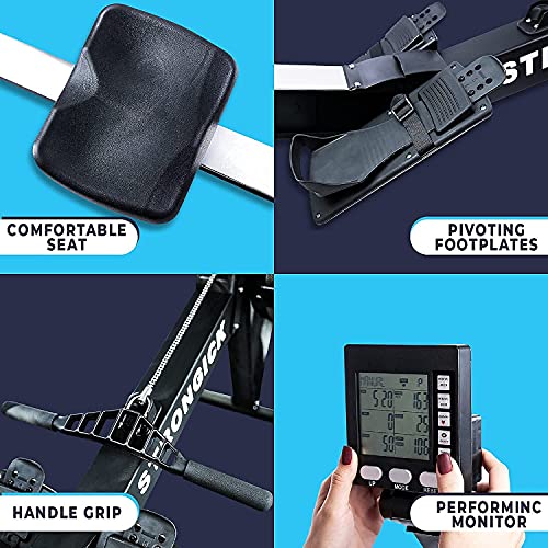 Rowing Machine, Foldable Rower, 10 Levels Air Resistance, LCD Display & Bluetooth Connectivity, Preset Workouts, for Indoor Use