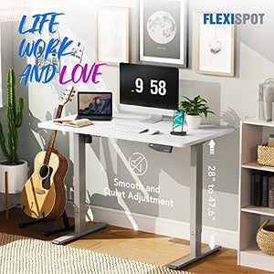 Flexispot EN1 48 x 30 Inch Electric Stand Up Desk Workstation, Ergonomic Memory Controller Standing Height Adjustable Whole-Piece Desk Top Base Primo(Gray Frame + 48" White Top)
