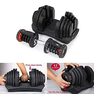 VEICAR 88lbs Adjustable Dumbbell,10lb-88lb Fast Adjust Weight Dumbbell,Training Weights Gym Equipment for Man and Women Exercise Dumbbell (Single)