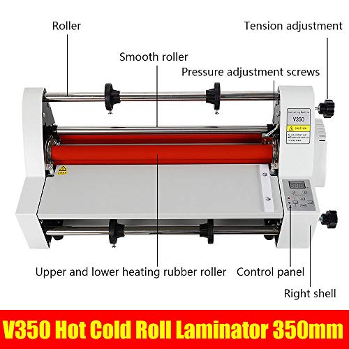 SHZICMY Hot Cold Roll Laminator 110V 13" V350 Digital Display Single&Dual Sided Laminating Machine 4 Rollers BOPP PTE Film (USA Stock)