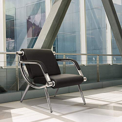 Worldrich Office Reception Chairs Waiting Room Chairs for Salon Barber Bench Airport Bank Hall Visitor Guest Black PU Leather 1 Seat Sofa