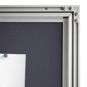 Enclosed Felt Bulletin Board for Outdoor Use with Locking Door Weatherproof (Gray 9 x (8.5x11)