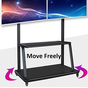Generic Stainless Steel TV Floor Tripod for 40-65 Inches TVs, Black Universal Stand - Wheels, Height Adjustable - Max Vesa 600x400mm