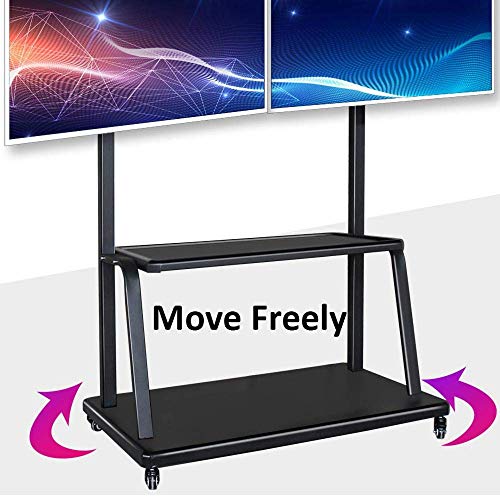 YokIma Stainless Steel TV Floor Tripod for 40-65 Inches TVs, Black Universal Stand on Wheels, Height Adjustable - Max Vesa 600x400mm