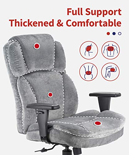 CLATINA Ergonomic Big and Tall Executive Office Chair with Upholstered Swivel 400lbs High Capacity Adjustable Height Thick Padding Headrest and Armrest for Home