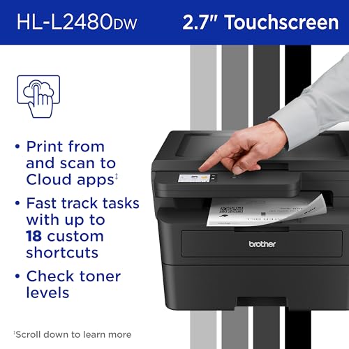 Brother HL-L2480DW Wireless Monochrome Laser Printer | Copy, Scan, Duplex, Mobile | Black & White | Refresh Subscription Trial | Amazon Dash Replenishment Ready
