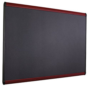 Quartet Prestige Plus Magnetic Fabric Bulletin Board, 6 x 4 Feet, Black with Mahogany Frame (MB547M)