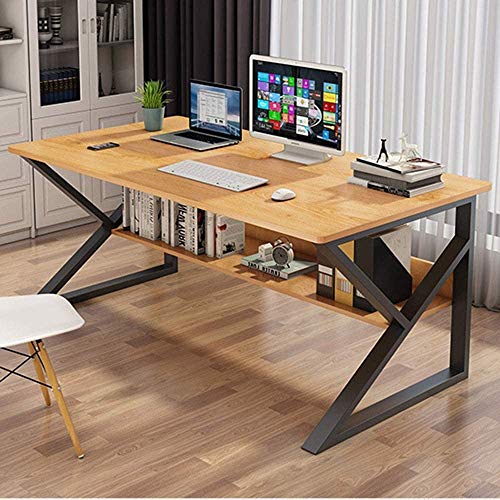 XUERUIGANG Computer Desk 39 inch, Writing Study Desk, Home Office Desk PC Workstation Modern Student Gaming Desk, Walnut Desk