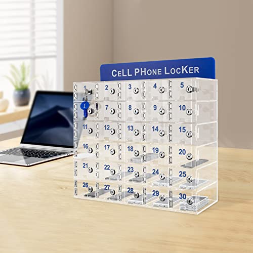 CNCEST 30 Slots Wall-Mounted Cell Phone Storage Locker Box with Door Locks