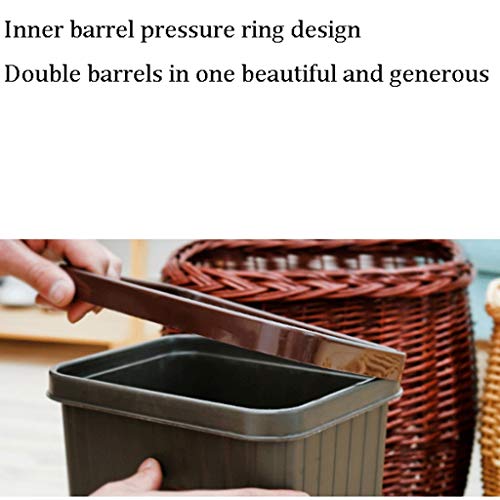 Indoor Trash Cans Square/Oval Garbage Container Bin，Small Woven Basket Trash Can Wastebasket，for Bathrooms/Kitchens/Home Offices/Craft/Laundry Garbage Cans for Kitchen Office Outdoor