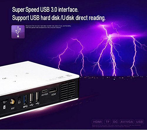ZAZZ DLP LED Portable Multimedia WiFi Short Throw Projector with HDMI (White)