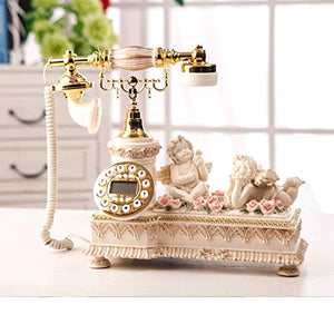 OPiCa Antique Decoration Retro Telephone - Cupid Design - Wired Home Landline Mobile Phone