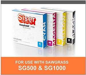 Sawgrass EASYSUBLI Sublimation Ink cartridges for SG500 Printer (Full Set) Bundle with EasySubli HTV Heat Transfer Vinyl - 10 Sheets EasySubli 8.4x11 and 10 Sheets EasySubli Mask 8x10 for Siser Users