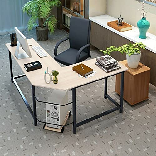 ADHW Computer Gaming Office Home Desk L-Shaped Workstation Laptop Metal Table Black