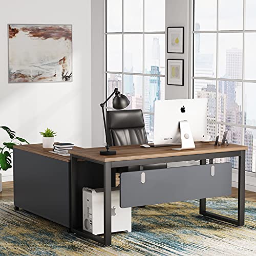 Tribesigns L-Shaped Computer Desk with 47 Inch Mobile File Cabinet, Large L Computer Office Desk with Storage Shelves, Modern Business Furniture with Printer Filing Stand for Home Office