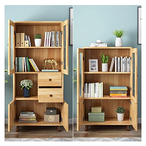 AOKLEY Wood Bookcase with Glass Door - Children's Bookcase Display Cabinet