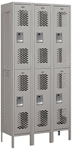 Salsbury Industries 72365GY-U Double Tier 36-Inch Wide 6-Feet High 15-Inch Deep Unassembled Vented Metal Locker, Gray