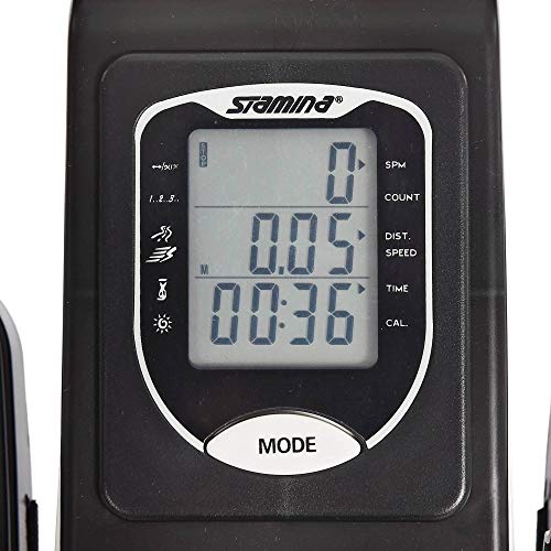Stamina Cardio Exercise Foldable Fitness Air Rower Rowing Machine, Black/White