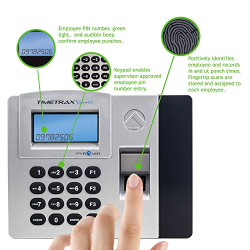 Pyramid TimeTrax Elite TTELITEEK Automated Biometric Fingerprint Time Clock System with Software, Windows Compatible - Made in USA