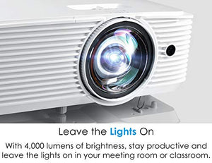 Optoma EH412ST Short Throw 1080P HDR Professional Projector | Super Bright 4000 Lumens | Business Presentations, Classrooms, or Meeting Rooms | 15,000 hour lamp life | Speaker Built In | Portable Size