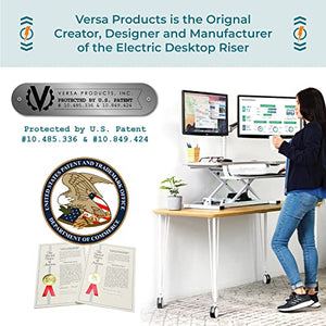 VERSADESK Electric Height Adjustable Standing Desk Converter, 40 Inch PowerPro with Keyboard Tray, USB Charging Outlet, 80 lbs Capacity, Button Switch - Black