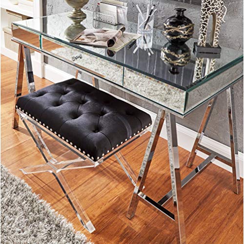 Chrome Mirror Writing Desk Drawer Storage Organize Home Office Furniture Modern Workstation Laptop Computer Table Study Reading