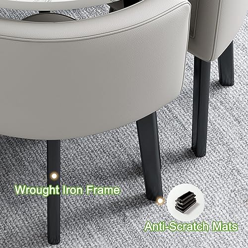 HARELA Kitchen Breakfast Bar Table and Chair Set, Office Reception Room Club Table And Chair Set, Cafe Balcony Living Room Round Dining Table, 1 Table 4 Chairs, Dark Gray Cotton Linen