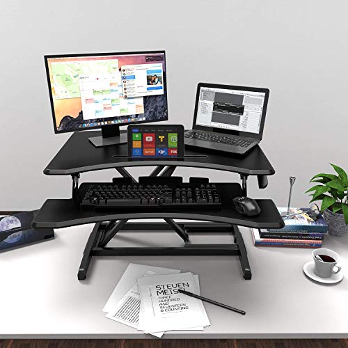 Alloyseed Standing Desk, 33" Height Adjustable Sit Stand Up Desk Converter Ergonomic Sit Stand Gas Spring Riser Height Levels Workstation Desk