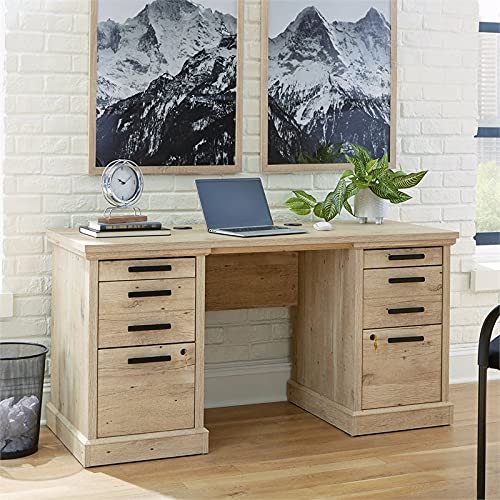 Sauder Worksense Mason Peak 60” Commercial Credenza Desk - Prime Oak Finish