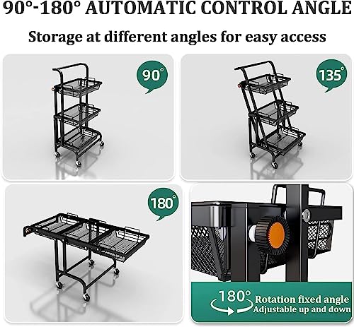 WHHSJD Narrow Storage Drawer Cart, 3-Tier Metal Rolling Cart with Lock Wheels - Blue