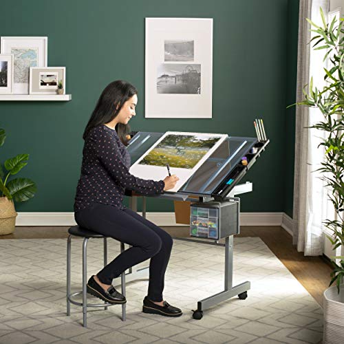 SD Studio Designs Vision Modern Metal Drafting Table with Angle Adjustable Top