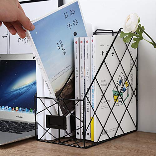 Desk Magazine Rack 2-Slot Wire Metal File Holder Organizer - Gold, 24.5×16×29