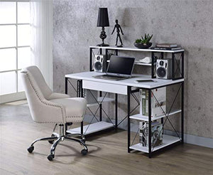 Desktop Computer Desk with Storage Shelves - 47'' Modern Office Computer Desk, Studying Writing Table Workstation for Home Office (White)