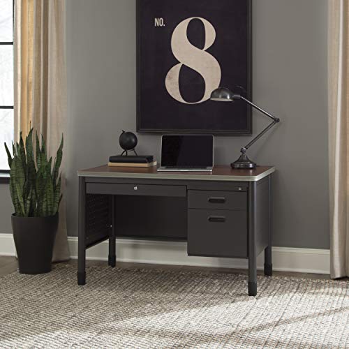 OFM Mesa Series Steel Teacher's Desk with Laminate Top, 3-Drawer Single Pedestal, in Cherry (66348-CHY)