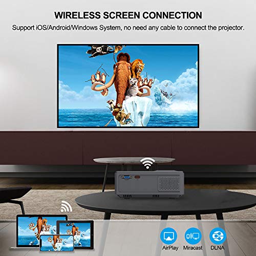 Portable WiFi Projectors, 2020 Upgrade 3500 Lux LED Video Bluetooth Projectors with Built-in Speaker for Home Theater Outdoor Movies Support 1080P VGA USB HDMI with Smartphone, TV Stick, Laptop, PS4