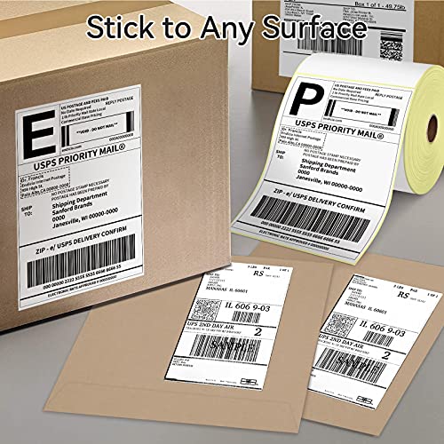 Bluetooth Label Printer and 500pcs Roll Labels, Jiose 4x6 Shipping Thermal Printer for Android/iOS, Commercial Grade, 162mm/s High-Speed Printing