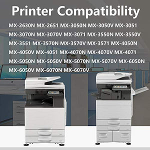 Compatible 6-Pack (3BK+1C+1M+1Y) MX-61NT Toner Cartridge Replacement for Sharp MX-3050V MX-3051 MX-3070N MX-3550V MX-3571 MX-4051 MX-4070N MX-6050N MX-6070N MX-6070V Printer Ink Cartridge