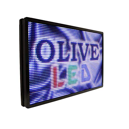 Olive LED Sign Full Color P30, 22"x60" Programmable Scrolling Outdoor Message Display Signs EMC - Industrial Grade Business Ad Machine.