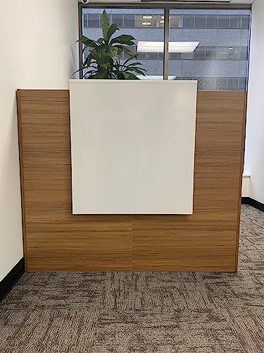 UGOS Modern Reception Desk 53" with Transaction Countertop - Teak and White