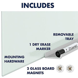 Quartet Glass Whiteboard, Non-Magnetic Dry Erase White Board, 50" x 28", White Surface, Frameless, InvisaMount (G5028IMW)