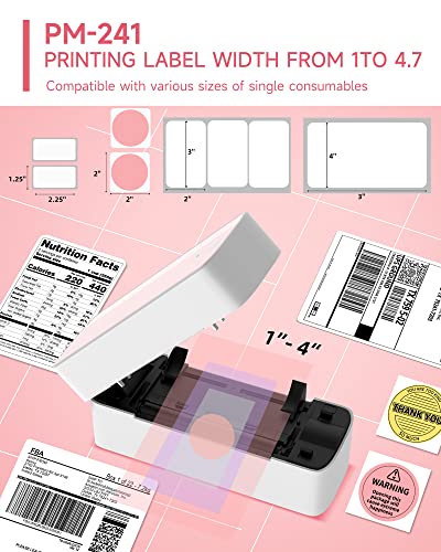 Bluetooth Thermal Label Printer - Wireless Label Printer, High-Speed Shipping Label Printer, Support iPhone, iPad, Android and Windows, Pink Label Printer for Ebay, Amazon, Canva, Etsy, USPS, UPS