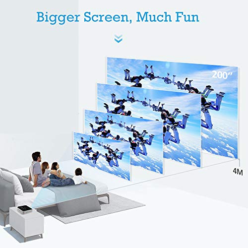 Projector Portable DLP Support 1080P Mini Projectors 2500 Lumens Video Pocket Projector Bluetooth WiFi HDMI USB SD AirPlay Built-in Stereo Speakers 200" Outdoors Movie Gaming Home Screen Share