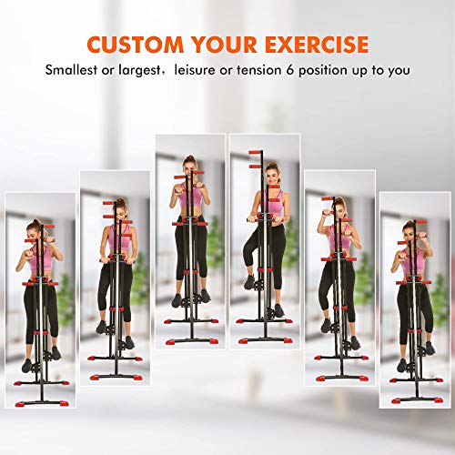 Aceshin Vertical Climber Machine, Home Gym Exercise Folding Climbing Machine,Indoor Vertical Climbing Exercise Machine, Fitness Stepper for Whole Body Cardio Workout Training (Red)