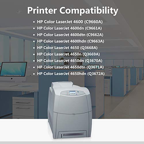 4-Pack (BK/C/M/Y) 641A | C9720A C9721A C9722A C9723A Remanufactured Toner Cartridge Replacement for HP Color Laserjet 4600 4600dtn 4600hdn 4650n 4650dn 4650dtn 4650hdn Printer,Sold by TopInk