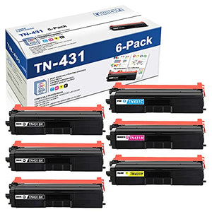 TN431BK,TN431C,TN431M,TN431Y Compatible TN431 TN-431 Toner Cartridge Replacement for Brother HL-L9310CDW L9310CDWTT L8260CDW MFC-L9570CDWT L8690CDW L8900CDW Printer 6PK(3BK+1C+1M+1Y)